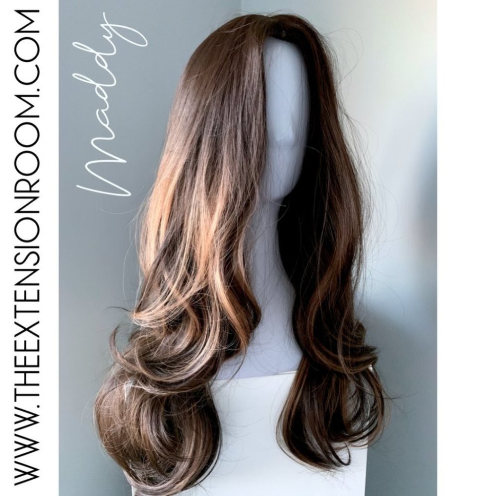 Highlighted Brown Synthetic Wig with Curls